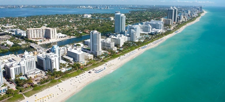 Buildings on a beach in Miami