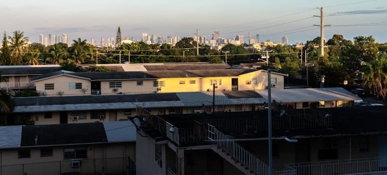 Coral Gables View with Miami Skyline in Distance