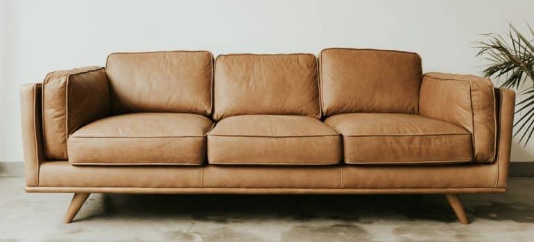 A brown sofa waiting for you at your new home