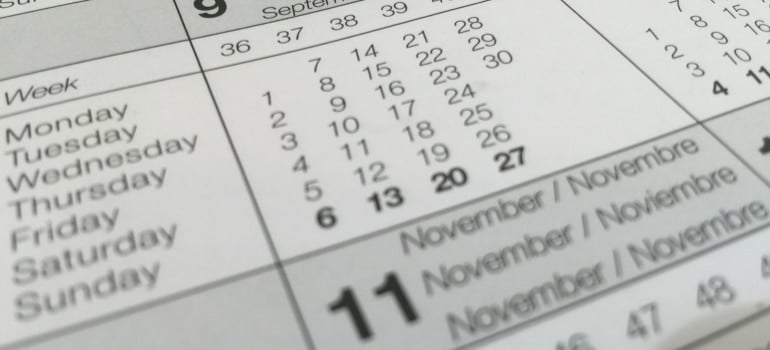 an image of the calendar up close