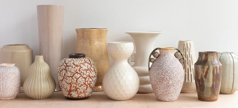 Porcelain vases on a shelf