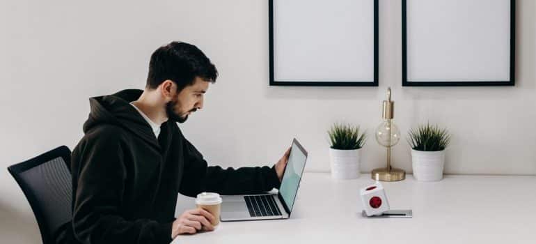 A man working on a laptop