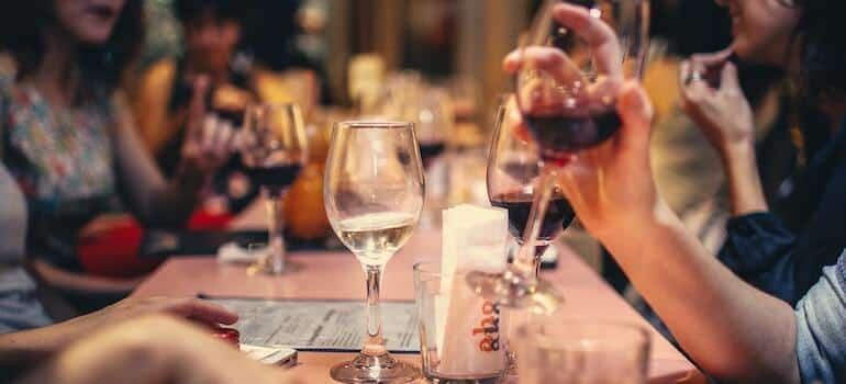 People enjoying their time at a table