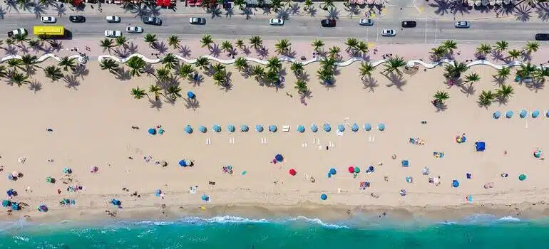 aerial photo of a beach and road in Florida