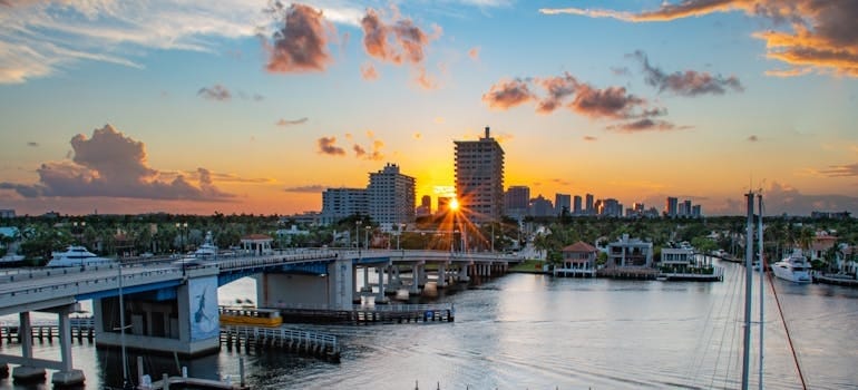 City of Fort Lauderdale in Florida at sunset