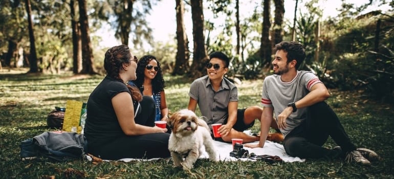 A group of people having a picnic