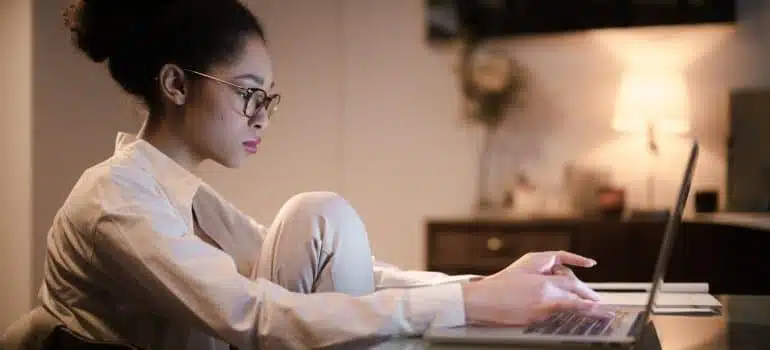 A woman typing