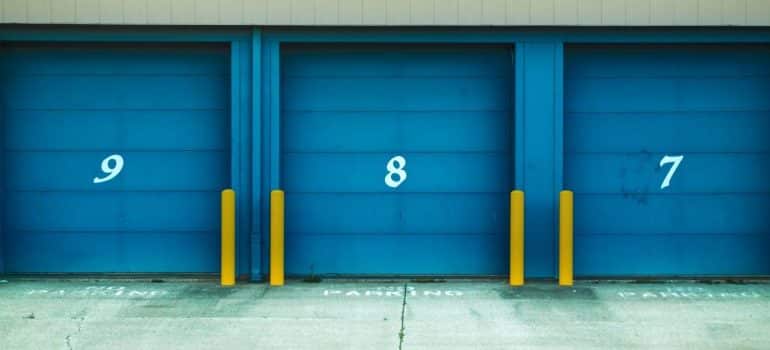 Storage units with blue door