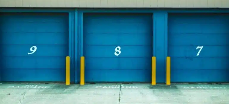 Storage units with blue door