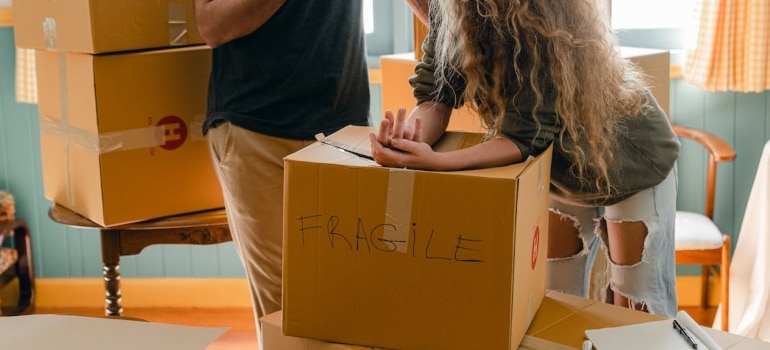 boxes with fragile items inside