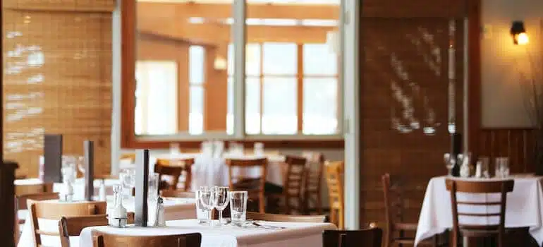 An empty restaurant, as spending money on eating out is popular in Sunny Isles Beach.