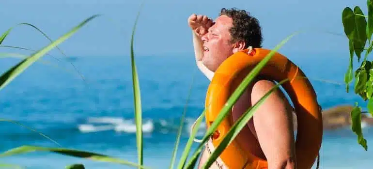 A person looking at something at at distance