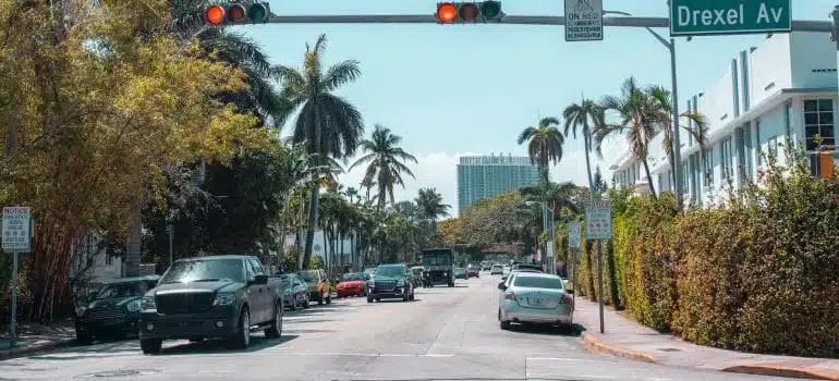Vehicles on a road in Miami
