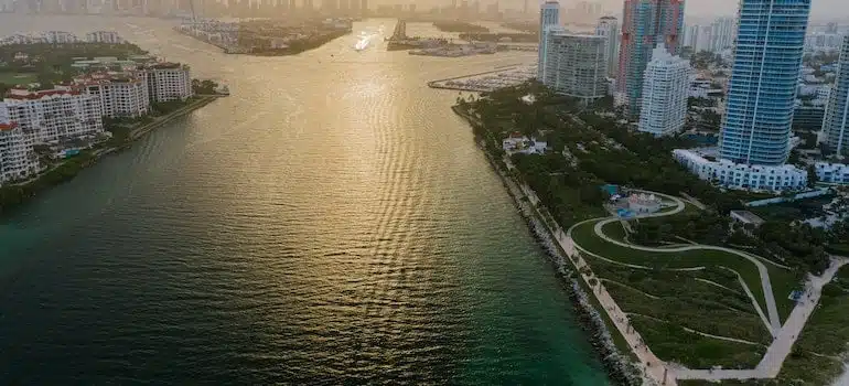 South Beach skyline near water