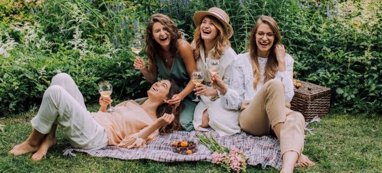 Friends having a picnic