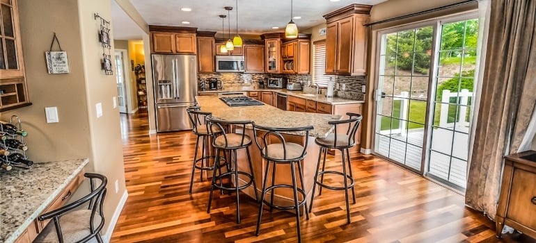 beautiful kitchen with a hardwood floor