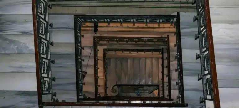 house interior with marble staircase