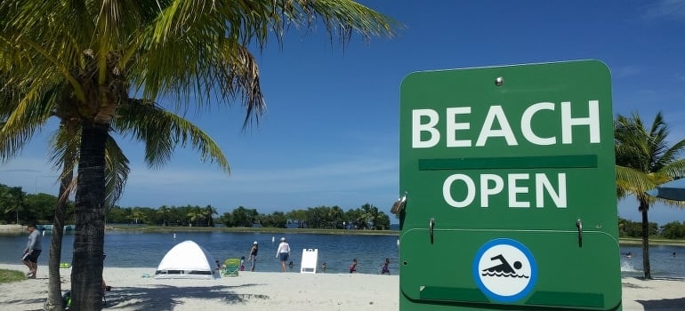A beach sign in Homestead, FL