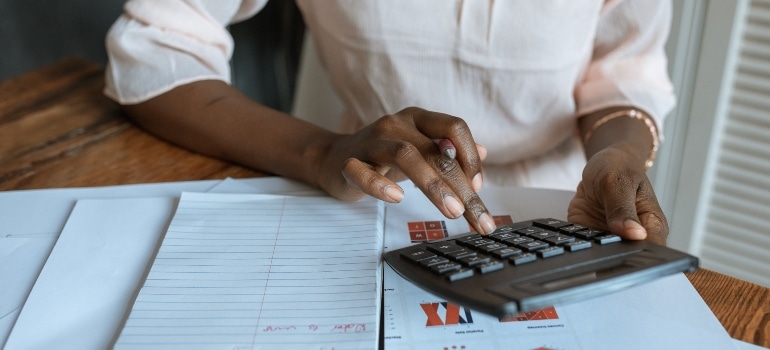 woman checking the bills