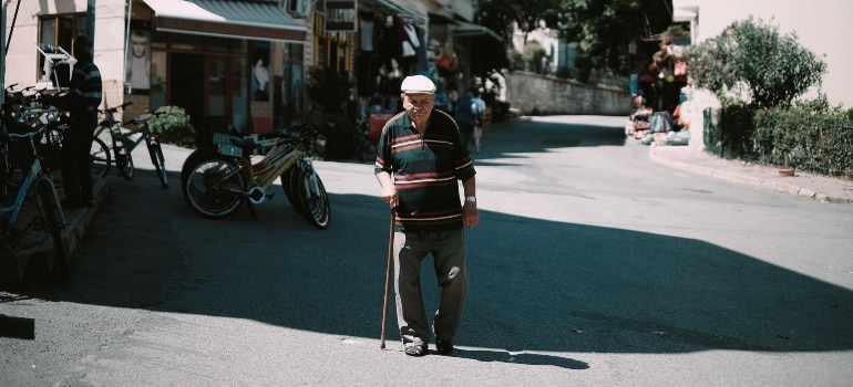 a man walking down the street