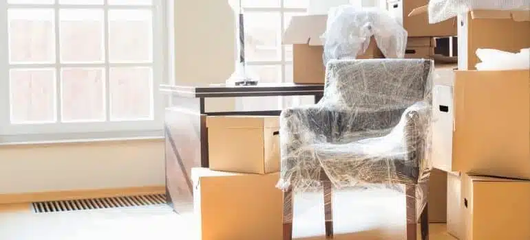 a chair wrapped in bubble wrap