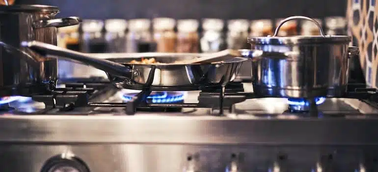 Stainless Steel Cooking Pot on Stove