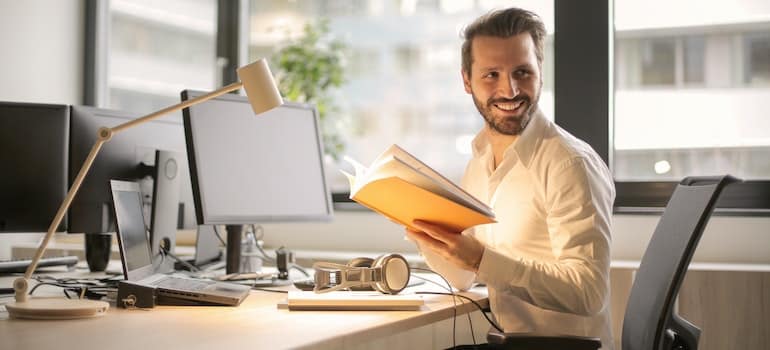 man working after moving to miami beach