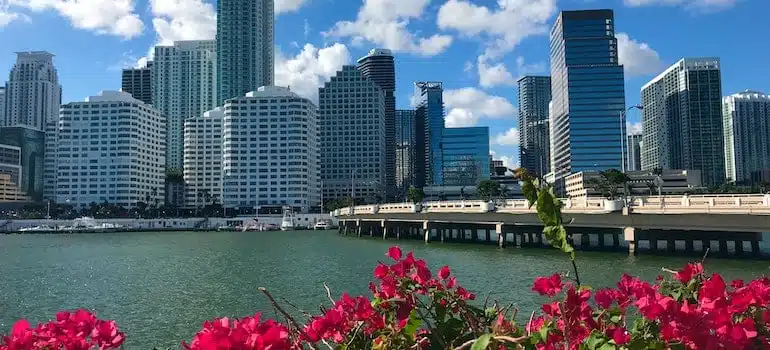 City skyline under the blue sky.