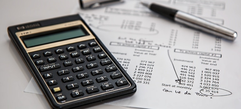 a calculator on the table