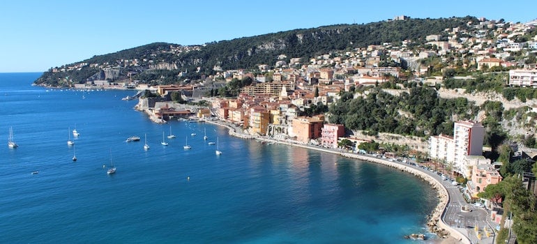 Residental buildings near the water.