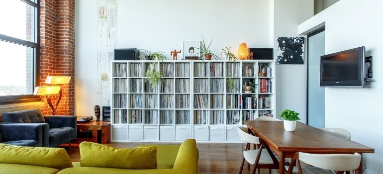 Shelves inside the living room