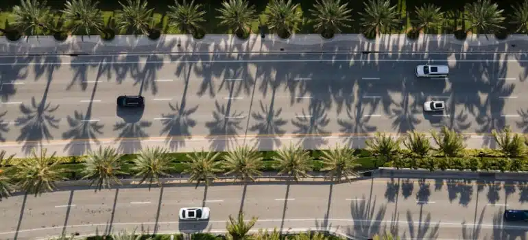 Cars on a highway moving to Sunny Isles Beach.