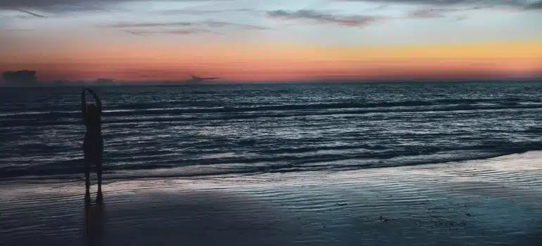 Solhouette of a person at the beach