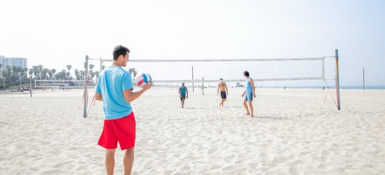 People at the beach enjoying sport summer events in Florida