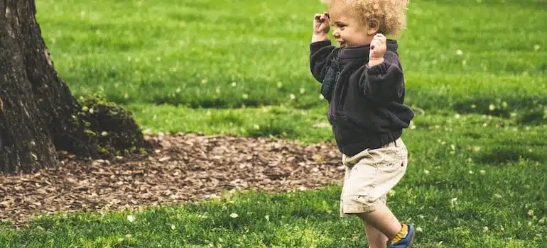 a baby running