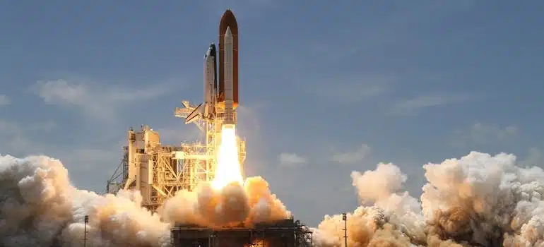 Time-lapse photography of taking-off rocket in Cape Canaveral