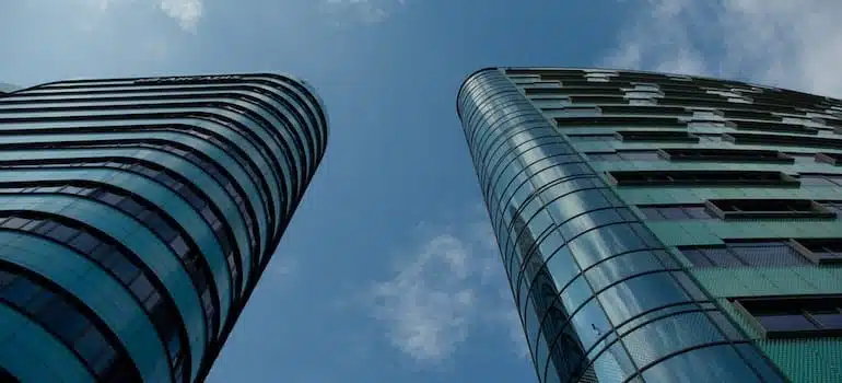 two tall buildings