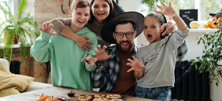 Happy family at Halloween 