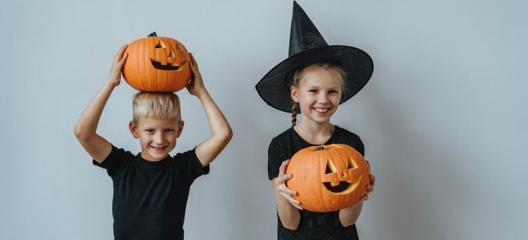 Kids with pumpkins