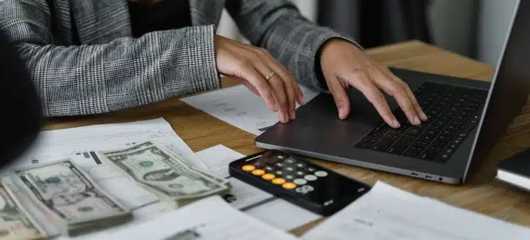 a woman calculating