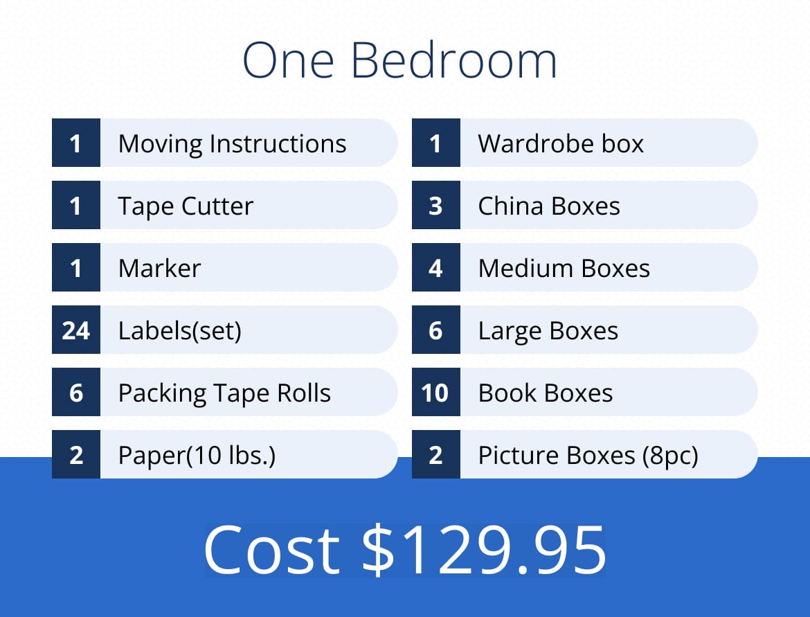 one bedroom moving supplies