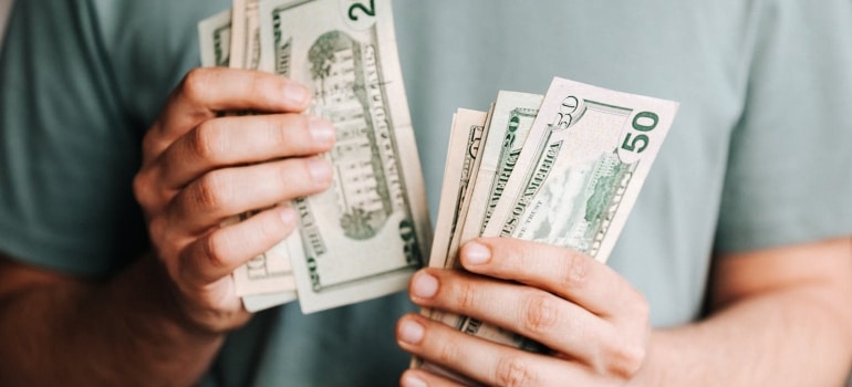 a man counting money