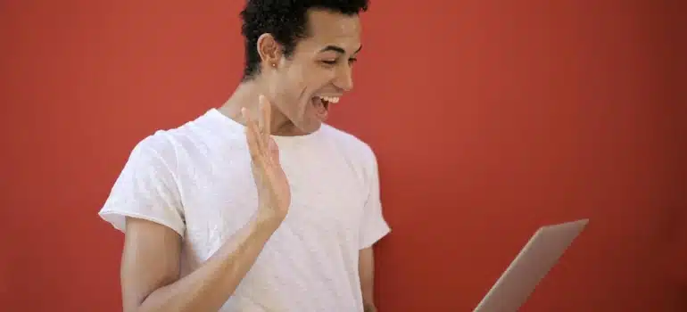 a man on video call