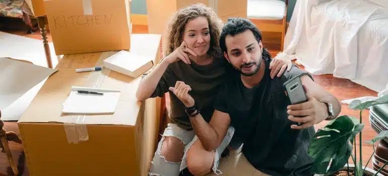 a happy couple before the move.