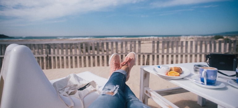 Girl relaxing at the beach