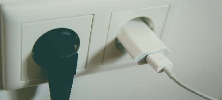 Electricity outled with two cables