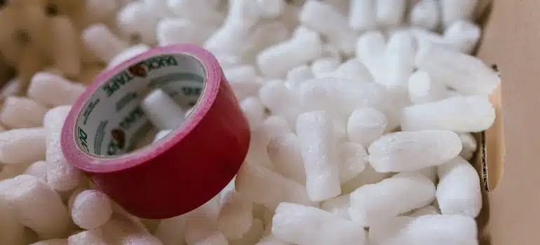 packign tape and packing peanuts. 