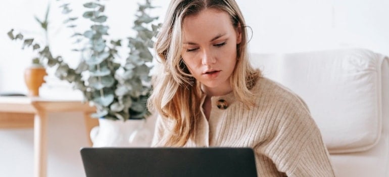a woman searching the internet 