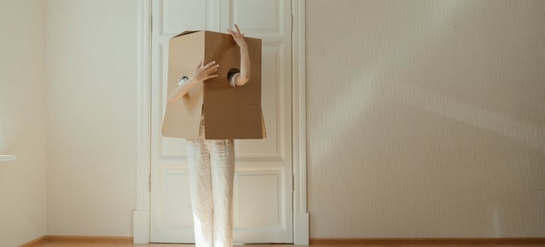 a person with a box on the head
