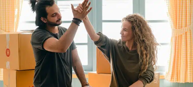 a couple high five